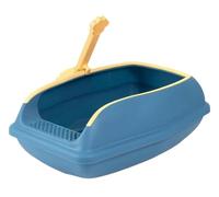 FENGJISUN Cat Litter Tray Cat Litter Box Cat Litter Box For Small Cat Litter High Sided Sturdy Easy To Clean Semi Enclosed Cat Sandbox Bedpan Kitty Litter Tray(Blue,23x38x15 cm)
