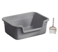 FENGJISUN Cat Litter Tray Cat Litter Box Cat Litter Box Open Litter Box Shallow Cat Toilet Travel Litter Tray For Kittens To Senior Cats Kitty Litter Tray(Grey)