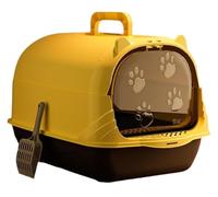 FENGJISUN Cat Litter Tray Cat Litter Box Cat Litter Box With Lid Cat Potty Pet Accessories Anti Splashing Portable Sandbox With Scoop Enclosed Kitty Litter Tray(Black)