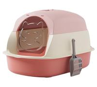 FENGJISUN Cat Litter Tray Cat Litter Box Cat Litter Box With Lid, Covered Litter Box High Sides, Large Kitty Litter Box,Easy Clean Kitty Litter Tray(Pink)