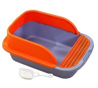 FENGJISUN Cat Litter Tray Cat Litter Box Cat Litter Boxes for Indoor Cats High Sided with Rim Tall Cat Litter Box with Frame Cat Litter Box with Scoop Kitty Litter Tray(Orange)