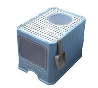FENGJISUN Cat Litter Tray Cat Litter Box Detachable Enclosed Cat Litter Box With Lid Easy To Clean No Smell Cat Toilet For Cats Kitty Litter Tray(Blue)
