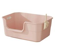 FENGJISUN Cat Litter Tray Cat Litter Box Large Cat Litter Box Open Kitty Litter Pan With Scoop Foldable Cat Toilet Cat Litter Box With High Sides Kitty Litter Tray(Pink)