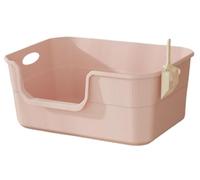 FENGJISUN Cat Litter Tray Cat Litter Box Open Litter Box U Shape Lowered Front Bedpan Cat Toilet High Sided Pet Cat Toilet Sand Box Kitty Litter Tray