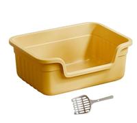 FENGJISUN Cat Litter Tray Cat Litter Box Open Top Pet Litter Box, Extra Large Anti Splashing Easy To Clean Easily Access Cat Toilet Sand Box Kitty Litter Tray(Yellow)