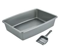 FENGJISUN Cat Litter Tray Cat Litter Box Plastic Cat Litter Box With Litter Scoop Large Litter Box Suitable For Kittens For Kittens To Senior Cats Kitty Litter Tray(Grey)