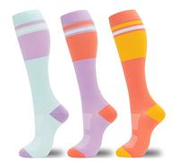 fenglaoda Compression Socks for Women Men, 20-30mmHg Compression Support Circulation Socks for Nurses, 20-3pairs-contrasting Colors4, S-M