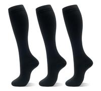 fenglaoda Compression Socks for Women Men Circulation 20-30 mmHg Cute Fun Support Socks For Nurse, Pregnancy, Travel, Flight, 78-3pairs-black, S-M