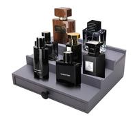 Fengligoo 3 Tier Cologne Organizer for Men - Wooden Cologne Perfume Display Stand with Drawer and Hidden Compartment, Mens Cologne Rack Holder Shelf for Organizing and Storing