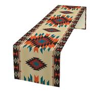 FengMingRui Aztec Southwest Retro Table Runner Vintage Geometry Triditional Ethnic Style Garden Farmhouse Dining Table Decoration for Living Room Kitchen 13x36in