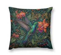 FengMingRui William Morris Hummingbird Throw Pillow Cover Vintage Tropical Floral Retro Plants Pillowcase for Bedroom Living Room Sofa Couch Bed Outdoor Home Decor Set of 2 16 "x16