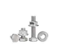 fengpeng 304 Stainless Steel Hexagon Head Bolt External Hex Screws And Serrated Flange Nuts Combination Set M2.5 M3 M4~M8(12mm,M4-10sets)
