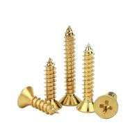 fengpeng Brass Sink Head Flat Self-tapping Screws Metric Thread Golden Wood Board Fiberboard Chipboard Furniture M2 (10mm)