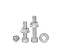 fengpeng M2.5 M3 M4 M5 M6 304 A2 Stainless Steel Hexagon Hex Socket Cap Allen Head Bolt Screw And Serrated Flange Nuts Combination Set(45mm,M4-10sets)