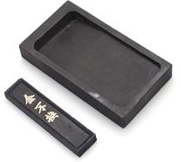 FengQingHuaGG 1 Set Chinese Calligraphy and Painting Inkstone with Ink Stick, Traditional Chinese Inks Dish, for Calligraphy Practice Painting Drawing