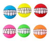 FengQingHuaGG 6pcs Squeaky Dog Ball, Rubber Dog Toys Ball with Teeth Pattern, for Medium Small Pets Interactive Play, 7.5cm