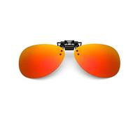 FengQingHuaGG Clip On Sunglasses,Polarized Clip On Driving Glasses,Anti Glare UV400 HD Day Night Vision Shade Lens,for Driving Travel Outdoor Sport (Red)