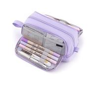 FengQingHuaGG Pencil Case, Large Capacity Expandable Pencil Case with Compartments, Stationery Organizer for School Supplies (Purple)