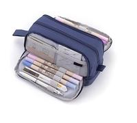 FengQingHuaGG Pencil Case, Large Capacity Expandable Pencil Case with Compartments, Stationery Organizer for School Supplies (Blue)