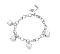 FengQingHuaGG Women's Bracelet with Heart Shaped Pendant, Adjustable Chic Wrist Ornament, for Daily Wear and Travel (Silver)