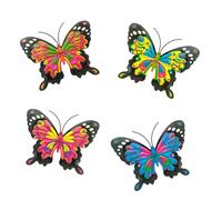 FENGQQKJ Decorative Metal Butterflies Set of 4 Wall Decoration for Garden and Living Room Colourful 3D Wall Art Outdoor Decoration for Patio and Balcony
