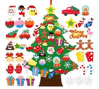 FengRise DIY Felt Christmas Tree Decoration - 3.1ft Non-Woven Christmas Felt Trees with 33Pcs Detachable Ornaments, Hanging Velcro Christmas Tree for Kids Xmas Presents Gift, Home Wall Door New Year