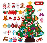 FengRise DIY Felt Christmas Tree Decoration, 3.3ft Kids Christmas Trees with 28Pcs Gold Powder Detachable Ornaments, Felt Xmas Tree for Toddlers, New Year Xmas Gifts, Home Door Window Wall Decoration