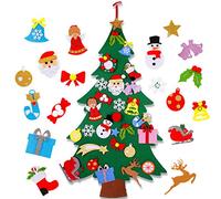 FengRise Flat Felt Christmas Tree Decorations - 4 FT DIY Christmas Tree for Toddlers Kids with 25Pcs Detachable Snowman Candy Ornaments,Toddler Kids Christmas Trees Xmas Gift,Home Door Wall Decoration