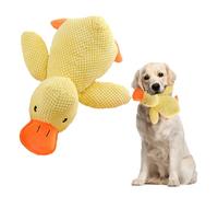 FENGRUI 1 Pcs Calming Duck Dog Toy,Bright Yellow Stress Relief Duck Squeaky Dog Toys,Soft Durable Plush Stuffed Chew Doll with Squeaker for Small Medium Dogs Indoor Puppy(25CM)