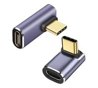 FENGRUI 2 Pack USB C 90 Degree Adapter,100W 90 Degree USB Type C Male to Female 8K@60Hz Connector 40Gbps for Steam Deck, Meta Quest, MacBook, Smart Tablet & Phone and More - Black