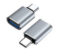 FENGRUI 2 Pack USB-C to USB Adapter,OTG Aluminum USB-C Male to USB Female Adapter Adapter Compatible with MacBook Pro,Galaxy Type-C Smartphone and Tablet(Gray)
