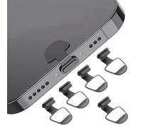 FENGRUI 5 Piece Black iPhone Dust Plug,Rubber Type C Dust Plug with Anti Lost Adhesive Stickers,Silicone Type C Charging Port Cover Compatible with iPhone 15 16 and Most C Port Device