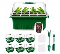 FENGSHENG-SHOP Seed Trays, 6 Pack 72 Cells Propagator Growing Thicken Seedling Starter Growing Trays with Heightened Clear Lids Adjustable Window for Greenhouse & Gardens, Green