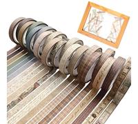 Fengshengli 20 Rolls Washi Tape Set, Vintage Decorative Masking Tape Adhesive Artists Tapes, Journaling Supplies for DIY Craft Scrapbooking Gift Wrapping, Skinny Decorative Antique Patterns