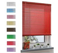 FENGSHOUU Aluminum Venetian Blinds Red Window Blinds,Metal Slats Aluminum Horizontal Blinds,Waterproof Privacy Screen Sun Shade,for Kitchen,Office,Bathroom,Customizable (W50xH120cm(20x47in))