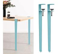 FENGSHOUU Metal Clamp Leg,F-Shaped Furniture Coffee Table Bar Legs,for DIY Console,No Punching Design to Protect The Desktop,with Floor Protectors (71cm(27.9in),Sky Blue)