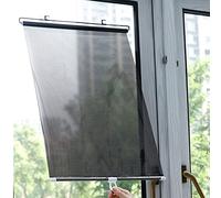 FENGSHOUU Suction Cup Blackout Roller Blinds,Punch-free Retractable Balcony Sun Shade,Sunscreen Insulation Shading Curtain Window Blind Kitchen Office Car Privacy Screen (W68xH125cm(27x49in),Black)