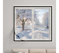 FENGSHOUU Window Insulation Kit,Thermal Insulated Curtain,Transparent Window Film,Window Cover,Draught Excluder for Winter,Reduces Heat Loss & Condensation,Fits Most Windows (110cm x 110cm)