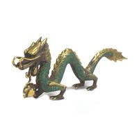 Fengshui Brass Dragon With Ball Ornament - 20Cm, Elegant Home Decor