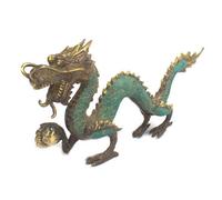 Fengshui Brass Dragon With Ball Ornament - 27Cm, Elegant Home Decor