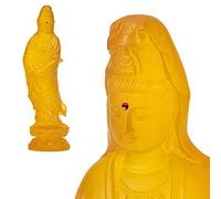 FENGSHUI-CAISHEN Guan Yin Statues - Transparent Yellow Quan Yin Figurine, Handmade Resin Kwan Yin for Meditating Zen Desktop Decor
