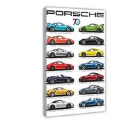 FENGSHUI Car Art Poster Porsche History Lineage Poster Cool Posters for Boys Bedrooms Canvas Poster Bedroom Decor Sports Landscape Office Room Decor Gift Frame:16×24inch(40×60cm)