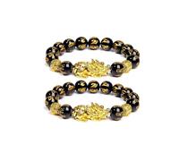 FengShui Pi xiu Good Luck Bracelet for Women Men,Feng Shui Pixiu Wealth Bracelets Adjustable Elastic Black Obsidian Buddha Beads Bracelet Jewelry, L, beaded, no gemstone