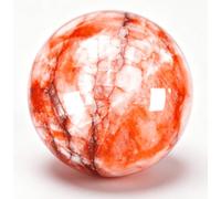 Fengshui Red Hematoid Quartz Natural Crystal Ball Healing Stone Crafts