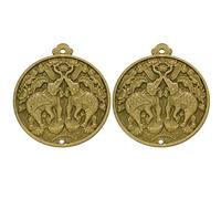 Fengshuibringluck Chinese Pure Brass Amulet Old Coins Necklace Pendant Wealth Success&Health and Peace (Elephant(2pcs))