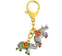 Fengshuibringluck Feng Shui Active Rhinoceros And Elephant Keychain Anti-Scammer Amulet Keychain