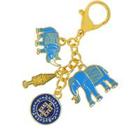 Fengshuibringluck Feng Shui Elephant & Rhinoceros With Ksitigarbha Staff Bringing Good luck and Wealth, Peace Amulet Keychain, Blue, Medium