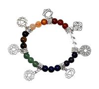 fengshuisale 7 Chakra Stones Bead Bracelets Muti-Color Charm Bracelet Healing Crystal Stones for Women Men W4300, 7×7×1 5 inch, Stone, Agate