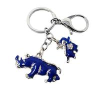 Fengshuisale Feng Shui Blue Rhinoceros And Elephant Protection Keychain Charm Amulet Handbag Hanging W1041