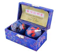 fengshuisale Feng Shui Chinese Health Balls (Blue with Phoenix and Dragon) 3.8cm/1.5" Red String Bracelet F1117 (3.8cm)